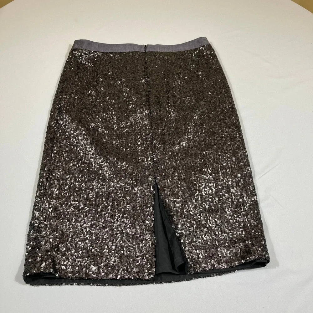 Pure Collection Sequin Pencil Skirt Women 6 Charcoal Gray Sparkle Holiday Party